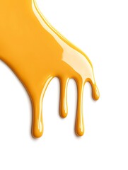 honey dripping from above, on white background