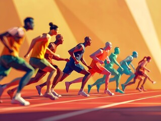 Obraz premium Empowering Sports Coaching Scenario with Dedicated Athletes and Motivating Leader