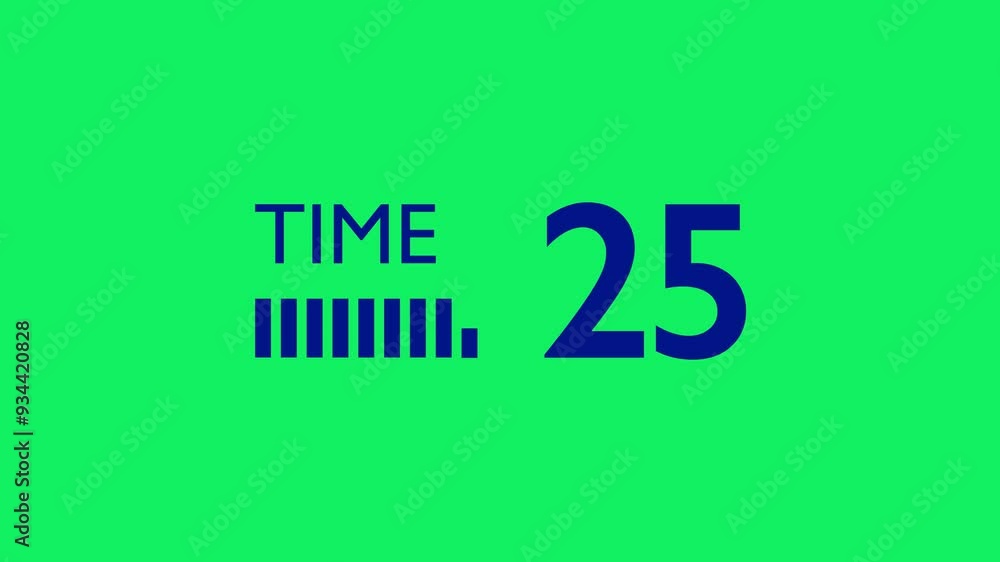 Poster sleek 30-second navy countdown with bold minimalist design and dynamic bars on a green screen. shrin