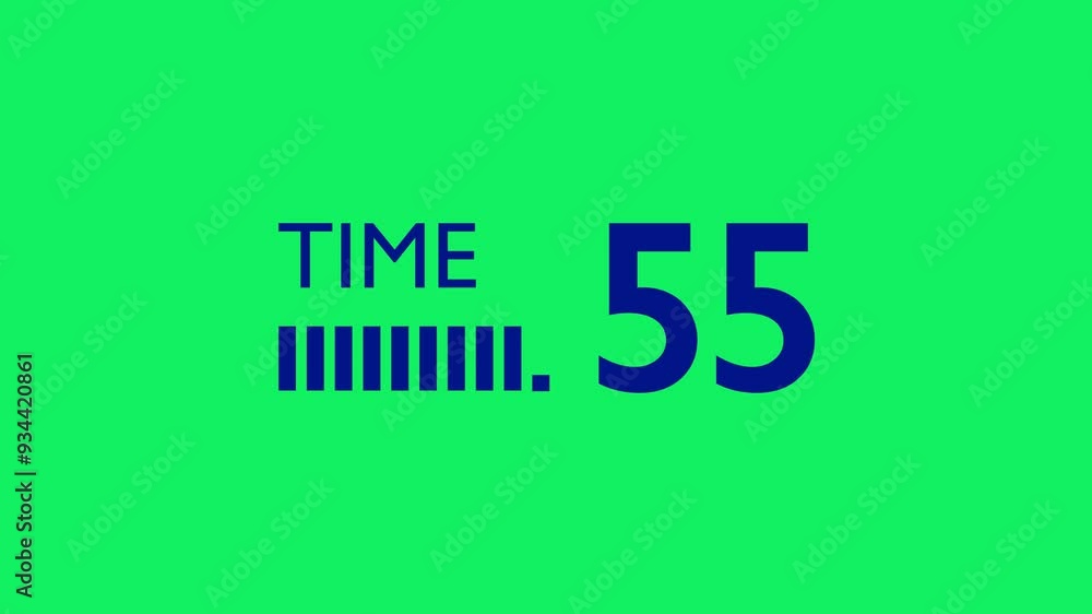 Poster sleek 60-second (1 minute) navy countdown with bold minimalist design and dynamic bars on a green sc