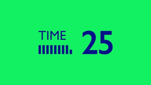 Sleek 30-Second Navy Countdown with Bold Minimalist Design and Dynamic Bars on a Green Screen. Shrinking bars gradually decrease in length as time counts down. 4K Motion Graphics.