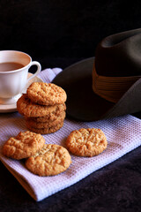 Traditional Australian Anzac Biscuits, historically sent by wives and women's groups to soldiers abroad because the ingredients do not spoil easily.