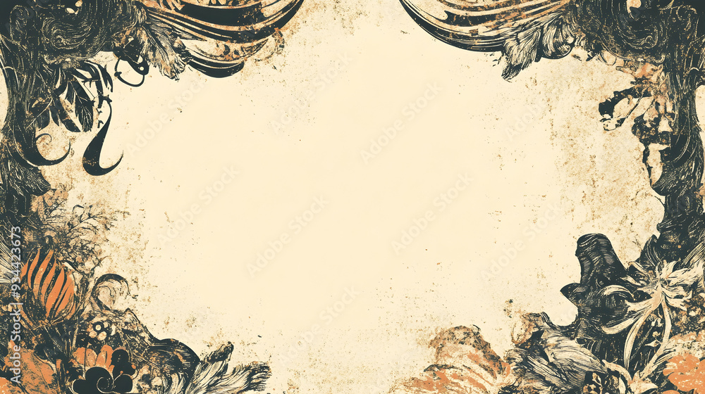 Poster old fashioned frame ornament for background with copy space for text. genrative ai image