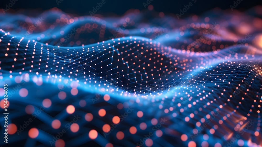 Aufkleber a tapestry of dots and lines creating an abstract detailed visual of a technological network ai gene