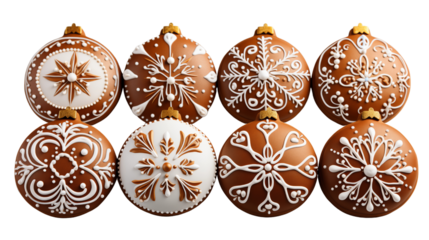 different design of Gingerbread cookies, isolated on transparent background.