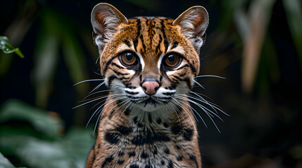 Amazon Ocelot face, showcasing its sharp features and keen eyes