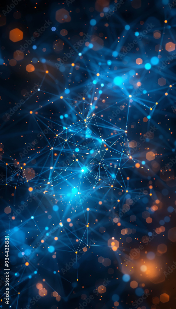 Poster a mesmerizing network of blue lines and glowing orbs dances together in a captivating display of lig