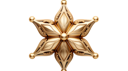 Golden Star Christmas Tree Topper, isolated on transparent background.
