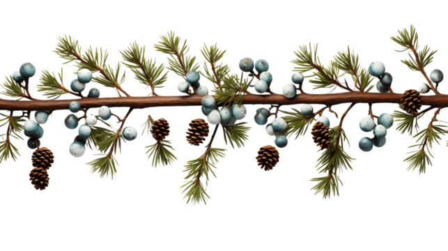 hristmas tree branches, isolated on transparent background.