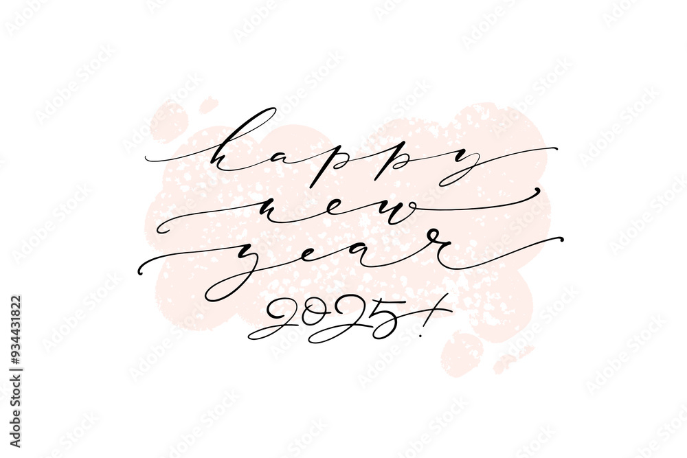 Poster happy new year 2025 hand written text design on textured speech bubble for cards and banners. vector