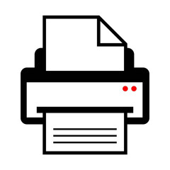 Printer icon with paper and red buttons.