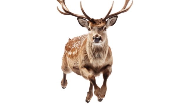 reindeer leap jumping, isolated on transparent background.