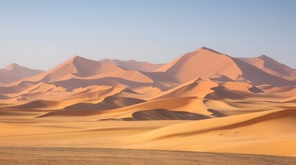 A vast barren desert with towering sand dunes  AI generated illustration