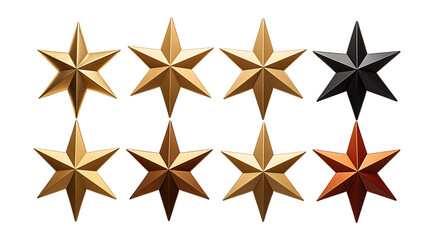 Obraz premium Set of 10 golden stars, isolated on transparent background.