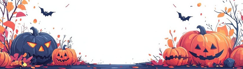 Naklejka premium Halloween party with spooky treats, blank text area, flat design illustration