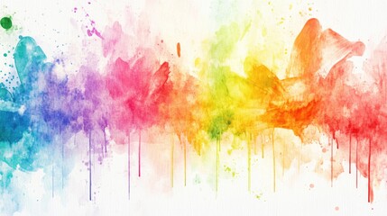 Fototapeta premium Watercolor Illustration Featuring Vibrant Modern Ink Artwork on a White Grunge Acrylic Background Conceptual Ink Design with Multicolored Acrylic Paint Brush Strokes Suitable for Backgrounds and P
