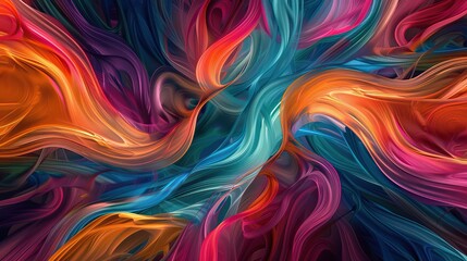 Obraz premium Abstract Flowing Colorful Waves and Swirls in a Vibrant Digital Art Composition