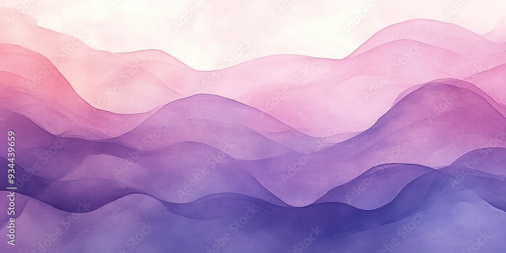 Poster watercolor illustration featuring a soft vibrant background with a fluid gradient blurry curves of p