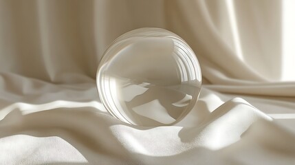 Glass Sphere on White Fabric Background