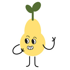 color isolated groovy vector fruits character. element for logo sticker poster print mascot design