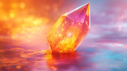 Sparkling Orange Crystal on Abstract Background
