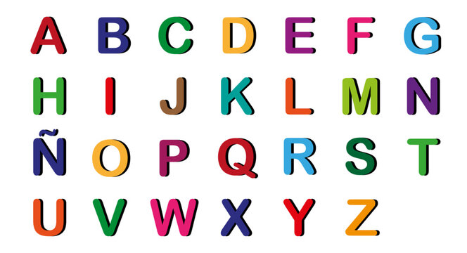 Abecedario espa&ntilde;ol en colores para educaci&oacute;n infantil