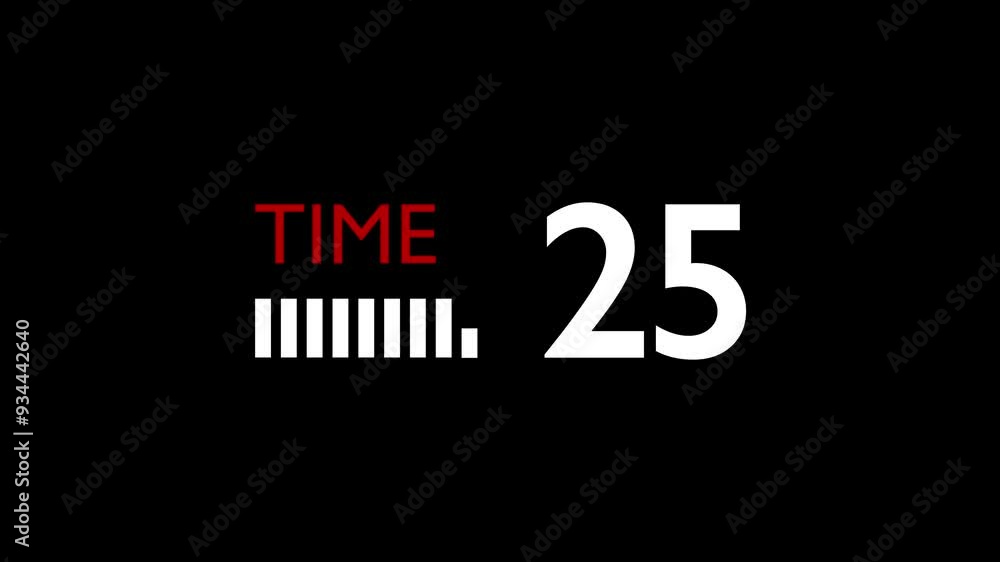 Aufkleber sleek 30-second red and white countdown with bold minimalist design and dynamic bars on a black back