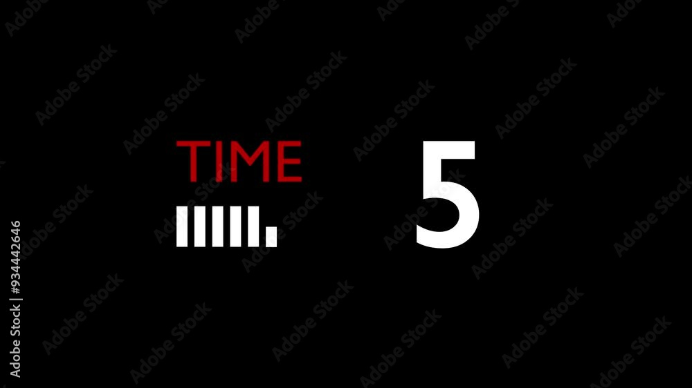 Poster sleek 10-second red and white countdown with bold minimalist design and dynamic bars on a black back