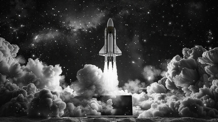 Black and white Rocket photo