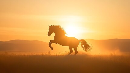 Horse Silhouette in Golden Sunset
