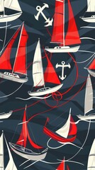 Sailing Boats: Sailboats, anchors, and nautical ropes