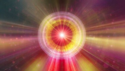 abstract, cosmic or spiritual concept,Central Focus: At the center of the image is a bright, glowing circular shape that resembles an eye or a portal. a sense of energy, power, transcendance