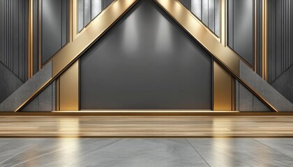 Obraz premium Modern Interior Design with Geometric Shapes and Wooden Floor