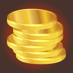 Realistic golden coins. 3d golden coins