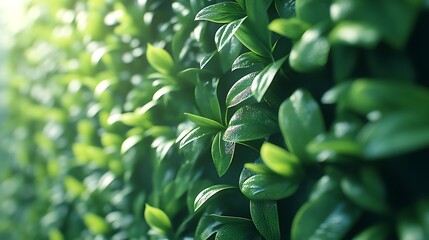 Obraz premium Lush Green Leaves with Sunlight and Blurred Background