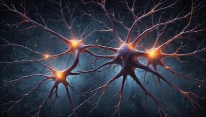 Neural network connections illustrating synapse and brain activity. Neurons and Neurogeneis.