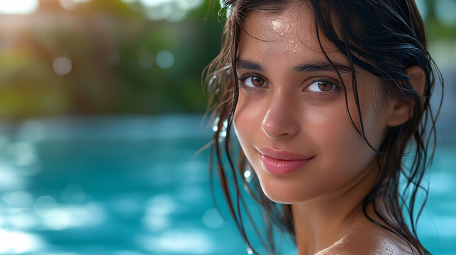 girl in the pool, vacation concept