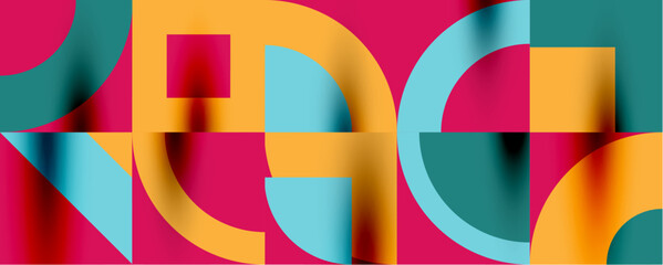 Neo memphis geometric pattern with circles, squares. Pop art abstract background for covers, banners, flyers and posters and other templates