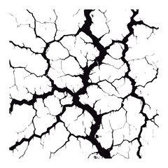 Fissures in the ground, fractures in the wall, or split lines in the concrete. Vector fracture pattern on a background of a wall. White background. 
