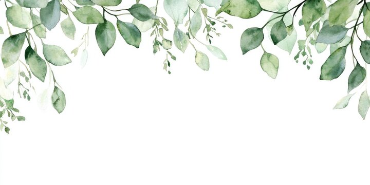 Watercolor frame with greenery Eucalyptus leaf borders for invitations cards and logos featuring a natural green border and sage green theme - Powered by Adobe