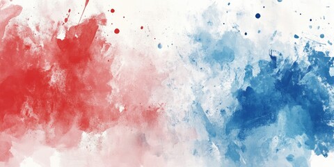 Obraz premium Watercolor illustration featuring a blend of red white and blue hues on a painted background