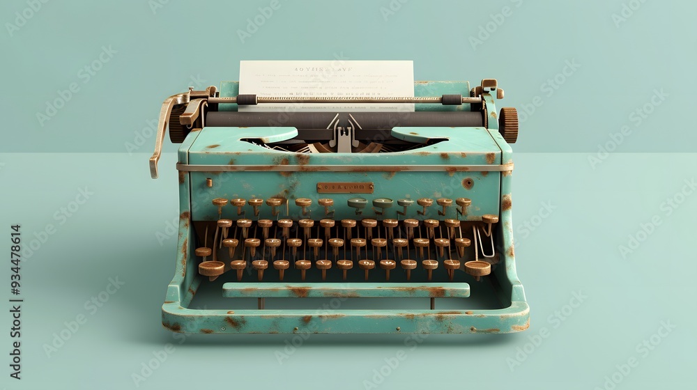 Fototapete A vintage 3D  rendering of a typewriter with a page loaded  AI generated illustration