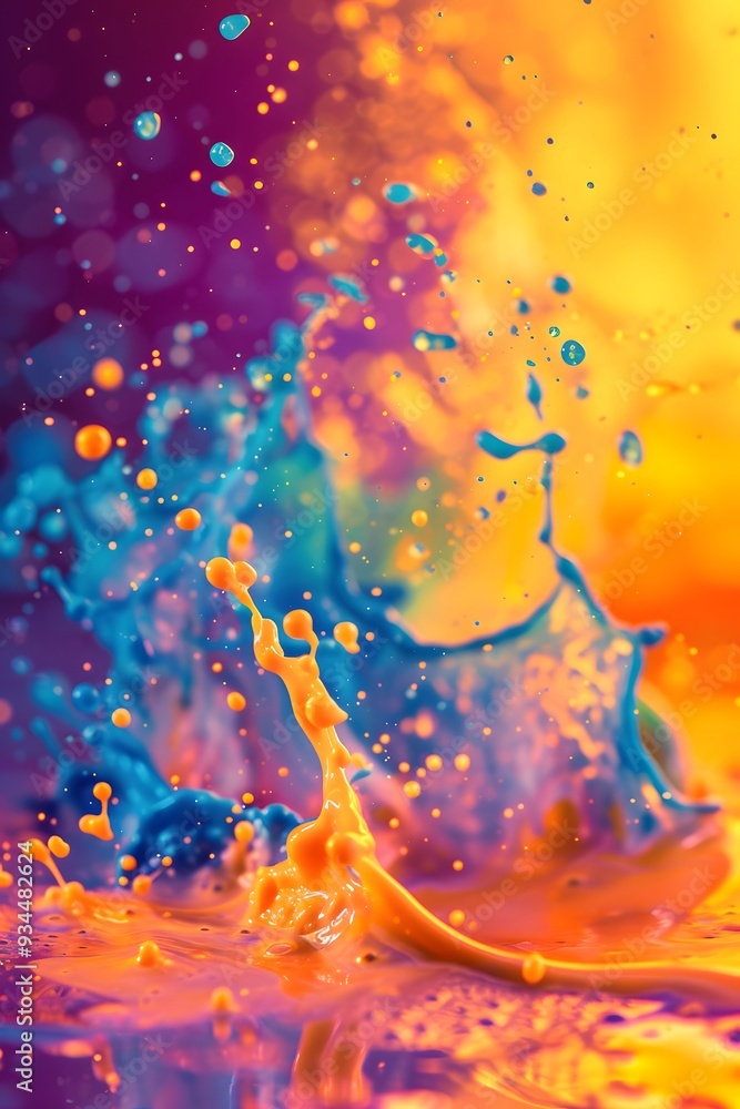 Aufkleber abstract background formed by a cinematic macro view of vibrant color splashes ai generated illustra
