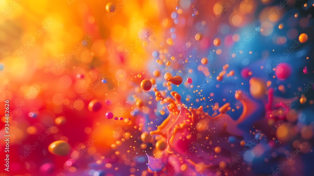 Aufkleber abstract background formed by a cinematic macro view of vibrant color splashes ai generated illustra