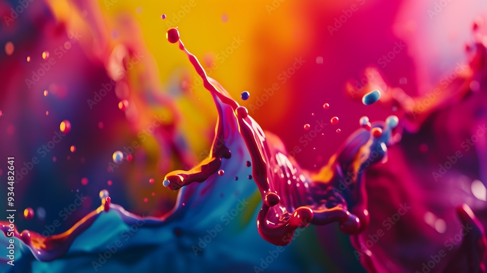Poster abstract background formed by a cinematic macro view of vibrant color splashes ai generated illustra