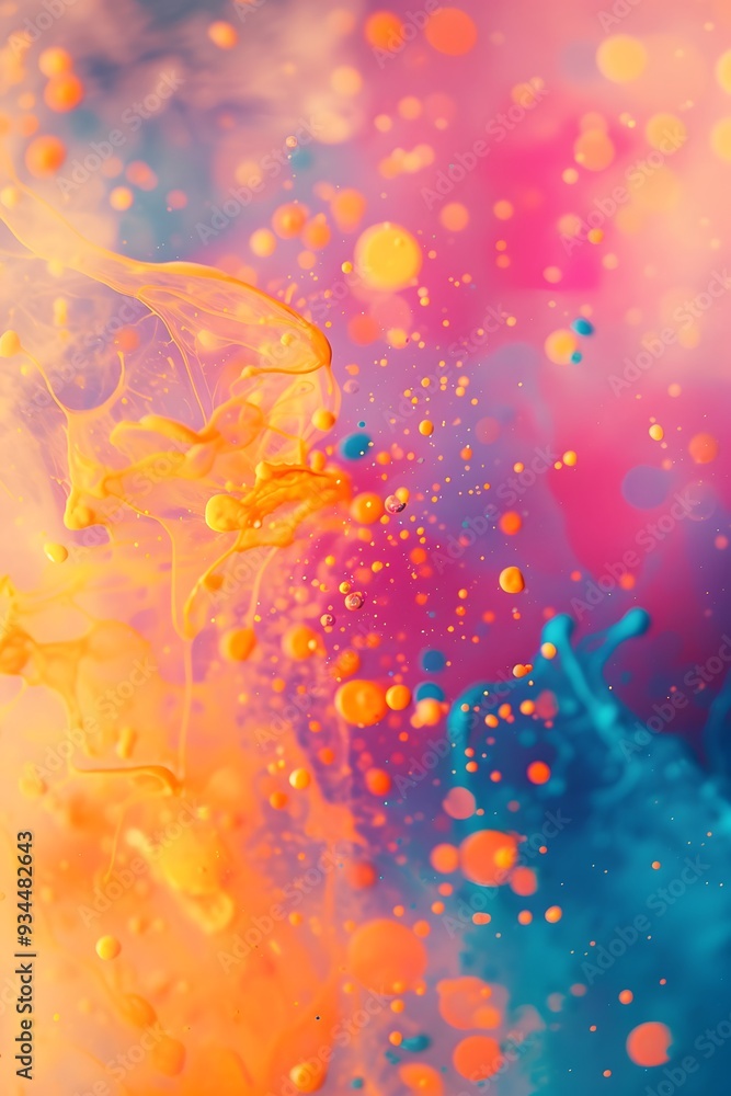 Poster abstract background formed by a cinematic macro view of vibrant color splashes ai generated illustra