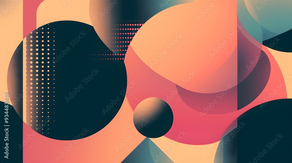 Poster abstract geometric shapes morphing to a minimalist rhythmic pattern ai generated illustration