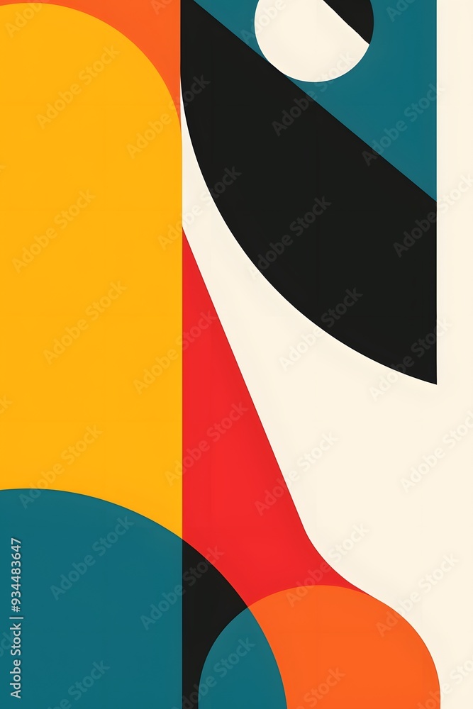 Poster abstract geometric shapes morphing to a minimalist rhythmic pattern ai generated illustration