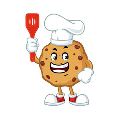 Cute cartoon chef cookie character holding spatula. Perfect for food, bakery and dessert designs.