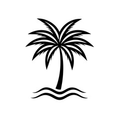 Minimalist palm tree logo in line art vector